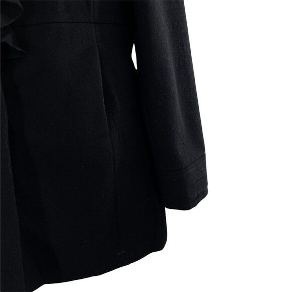 J. Crew 100% Wool Ruffle Chest Pea Coat Jacket Black Size 2 17501 - Picture 5 of 8